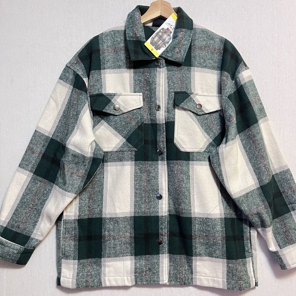 HFX Ladies' Shirt Jacket Green Pockets Size SMALL NWT